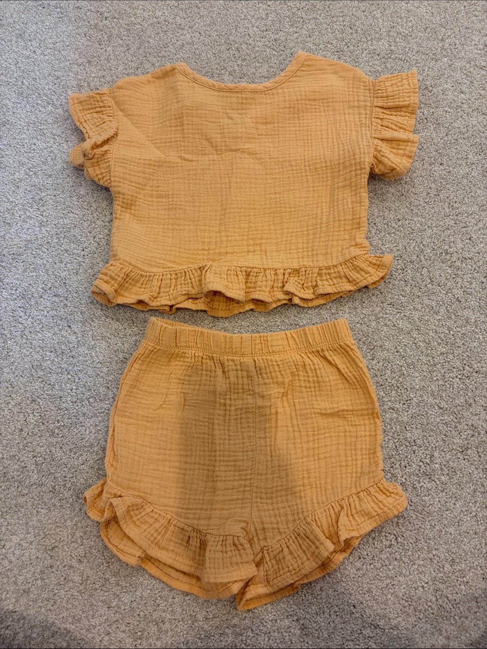 Girls' Mustard Ruffle Two-Piece Shorts Set